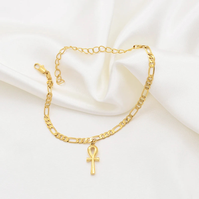 Anniyo Egyptian Ankh Cross Anklet