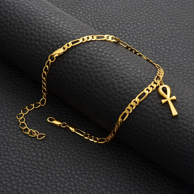 Anniyo Egyptian Ankh Cross Anklet