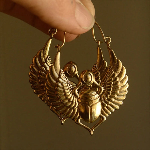 Sacred Wings Scarab Hoop Earrings