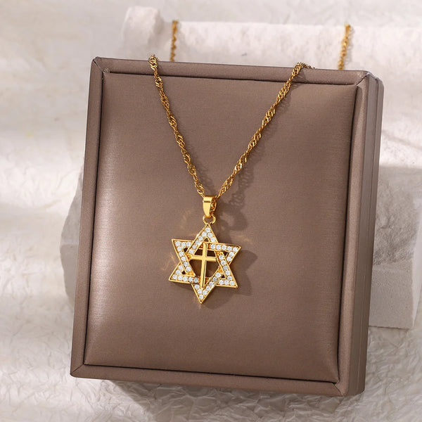 Star of David Cross Necklace,