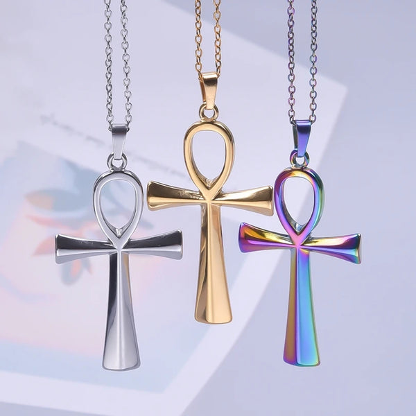 Glowcat Ankh Cross Pendant Necklace