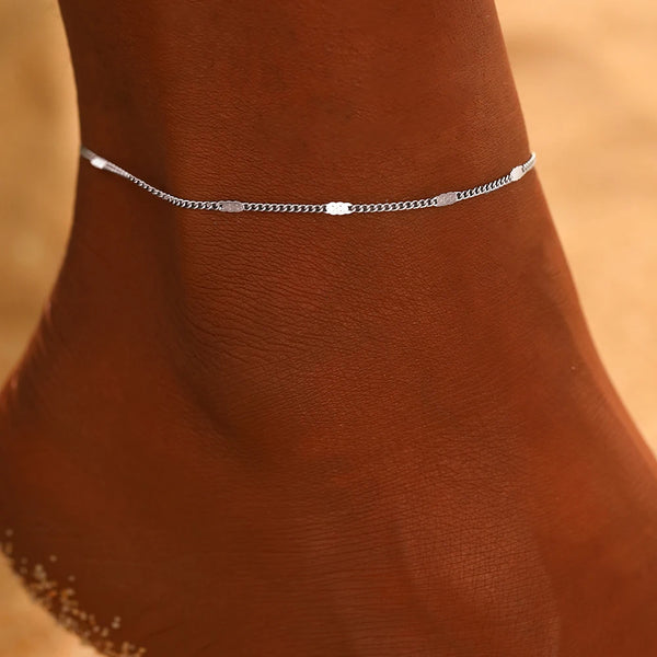 Stainless Steel Sequin Chain Anklet