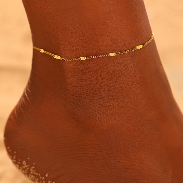 Stainless Steel Sequin Chain Anklet