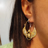 Sacred Wings Scarab Hoop Earrings