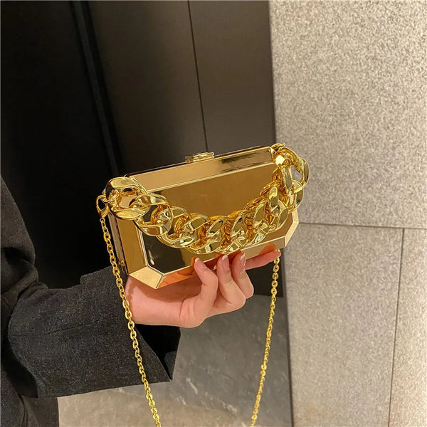 Gold/Silver Metal Box Bag